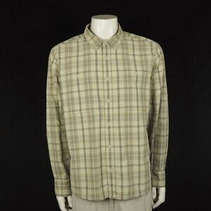 REI Co-Op Sahara Button Down Shirt Mens XL Brown Plaid Vented Outdoor Hiking